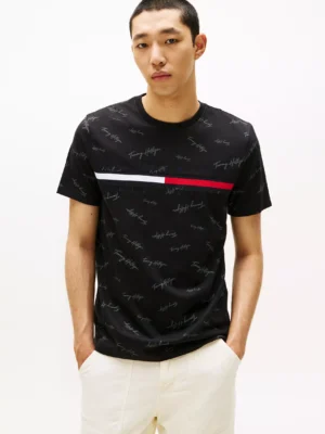 Camiseta con el logo en bandera y firma Tommy Hilfiger